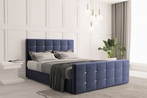 Skriňová posteľ s podnožou a matracom 120 cm x 200 cm, posteľ do spálne ROMA tmavomodrá