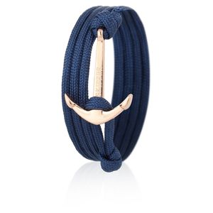 Skipper Anker-Armband Wickelarmband Nylon in Marine mit Goldenem Anker 6625