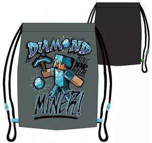 Minecraft Sportbeutel grau Turnbeutel Sport Tasche Rucksack Gym Bag