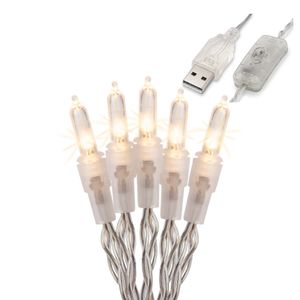 10-tlg. LED-Lichterk. m. USB-Anschluss u. Schalter, Kabel transp.