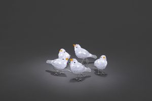 Konstsmide - LED akrylové vtáky, sada 5 kusov, 40 studených bielych diód, 24 V vonkajší transformátor, transparentný kábel ; 6144-203