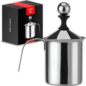 HGMD Milchaufschäumer Manual - 400ml - Edelstahl - Milchschneebesen - Milchkännchen - Barista - Spülmaschinenfest HGMD Milchaufschäumer Manual - 400ml - Edelstahl - Milchschneebesen - Milchkännchen - Barista - Spülmaschinenfest