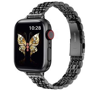 Metallarmband, kompatibel mit Apple Watch Band , elegantem Edelstahl-Kettenarmband für Damen, iWatch-Bänder der Serien SE1-9, 38/40/41mm,Damen,schwarz,Edelstahl