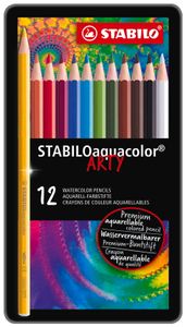 Aquarell-Buntstift - STABILO aquacolor - 12er Metalletui - mit 12 verschiedenen Farben