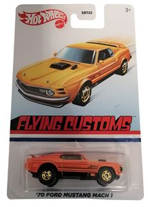 Mattel GRT35 Hot Wheels '70 Ford Mustang Mach 1 Flying Customs Orange Metallic Modellauto Maßstab 1:64 Spielzeugauto