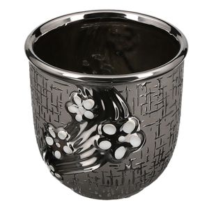 Übertopf Pflanzengefäß Vase für Blumen aus Keramik in der Farbe Silber 13x13 cm