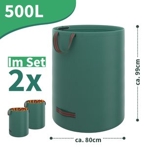 2x 500 Liter Gartensack Gartenabfallsack mit 4 Griffen Laubsack aus robustem Polypropylengewebe (PP) Stärke 150g/m²