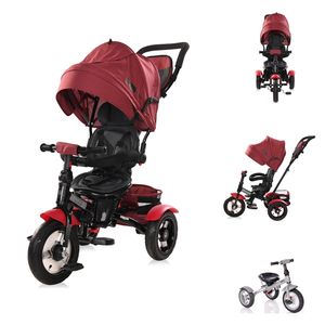 Lorelli Tricycle Neo 4 in 1 Luftreifen, Schiebestange, Sitz drehbar, verstellbar dunkelrot