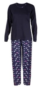 Schlafanzug Damen Lang Pyjama HEYO 100% Baumwolle Zweiteiliges Set Langarm Shirt Lange Pyjamahose Herzen XL