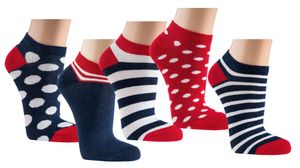 3 Paar bunte maritime Sneaker Socken für Damen und Teenager aus Baumwolle Gr. 39/42