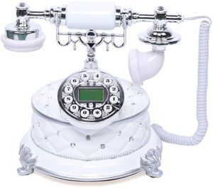 Telefony stacjonarne Retro Telefon przewodowy Vintage Antyczny Telefon Nostalgiczny Telefon Domowy z Identyfikatorem Dzwoniącego Wyświetlacz LCD Metalowy Dzwonek do Biura Kawiarnia Bar Hotel