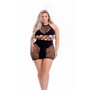 Pink Lipstick Lingerie - GIRL GONE BAD DRESS BLACK, PLUS SIZE