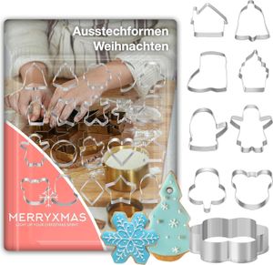 20x Ausstecher Weihnachten & Advent Motive Set - Keksausstecher zum Backen - Steckform & Plätzchenausstecher & Ausstecher