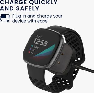 kwmobile USB Kabel Charger kompatibel mit Fitbit Versa 4 / Sense 2 / Versa 3 / Sense Ladekabel - Smart Watch Ersatzkabel - Fitnesstracker Aufladekabel