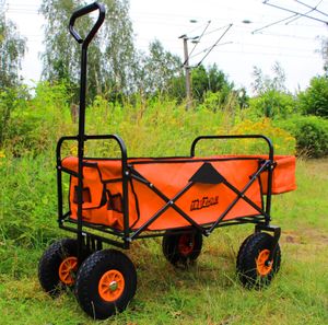 Bollerwagen faltbar mit Vollgummi Rädern, Hecktasche und Teleskopgriff Falt-Bollerwagen orange Bollerwagen faltbar mit Vollgummi Rädern, Hecktasche und Teleskopgriff Falt-Bollerwagen orange