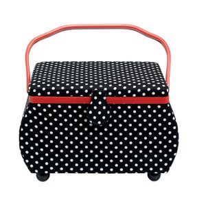 Prym Nähkorb Polka Dots schwarz/weiss L