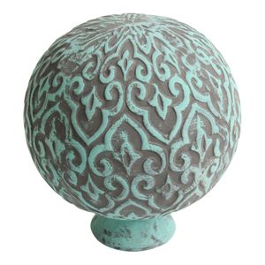 Große Gartenkugel aus Keramik türkis - Dekokugel für Stab Rosenkugel Gartendeko