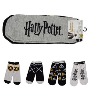 Ponožky HARRY POTTER šedo-černé, 4 páry - různé velikosti Velikost: 39 - 42