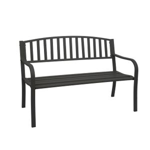 Záhradná lavička HWC-F43, lavička, 2-miestna oceľ s práškovým nástrekom ~ čierna