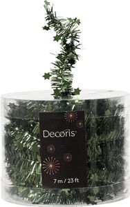 Weihnachtsgirlande Lametta mit Sternen 3cm x 7m - Piniengrün