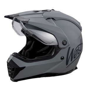 Westt kask motocrossowy full-face MTB kask motocyklowy full-face crossowy kask motocyklowy MTB enduro quad kask motocyklowy z podwójnym daszkiem przeciwsłonecznym mężczyźni kobiety certyfikat ECE DOT, szary, S (55-56 cm)