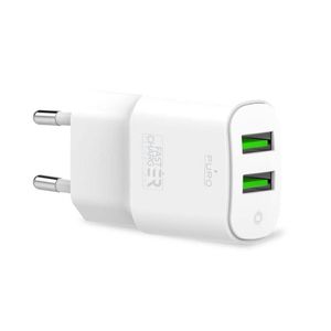 PURO White Mini Travel Fast Charger - 2 x USB-A 12 W, 2.4 A (white) fast charger