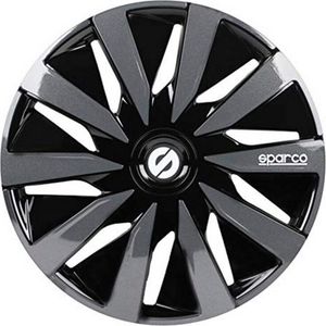 Zestaw 4 czarnych/szarych kołpaków ABS Sparco Lazio 14 cali