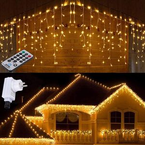 10.5m 432 LED Eiszapfen Lichterkette 8 Modi Lichtervorhang Wasserdichte Weihnachtsbeleuchtung Innen Außen Deko, Warmweiß