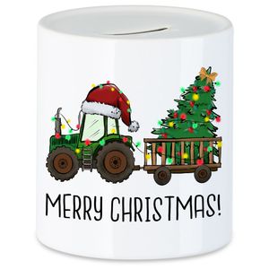 Merry Christmas Spardose Weihnachten Weihnachtsbaum Weihnachtsdekoration Traktor Weihnachtsstern