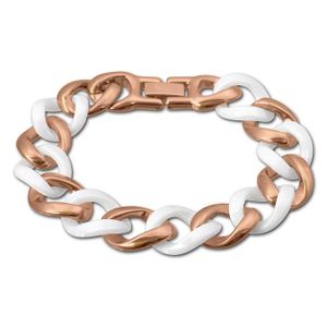 Amello Edelstahl Armband Panzer Damen Schmuck rosegold weiß ESAX20W0