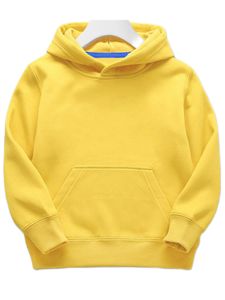 Jungen Kapuzenhals Neck Fleece Hoodie Party Mit Taschen Sweatshirt Plain Dicked Hoodies, Farbe: Gelb, Größe: DE 140