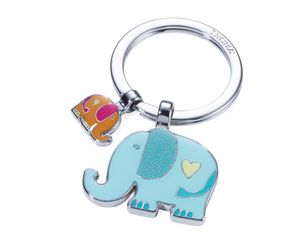TROIKA Schlüsselanhänger RÜSSELBANDE mit 2 Anhängern großer + kleiner Elephant