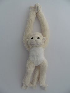 Plüschtier Affe 40 cm, weiß beige,  Hängeaffe Affen Hängeaffen Kuscheltiere Stofftiere Klettband