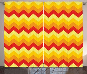 ABAKUHAUS Yellow Chevron Rustikaler Vorhang, Warm Farbe Pfeil, Wohnzimmer Universalband Gardinen mit Schlaufen und Haken, 280 x 175 cm, Rote Aprikose Marigold