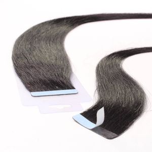 hair2heart Tape Extensions Ľudské vlasy rovné - 10 pások 2,5 g 50 cm čierne