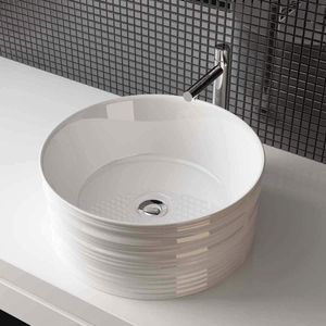 Aufsatzwaschbecken Waschschale Waschbecken Rund Nano Keramik Weiß BxTxH: 41x41x18cm WS461