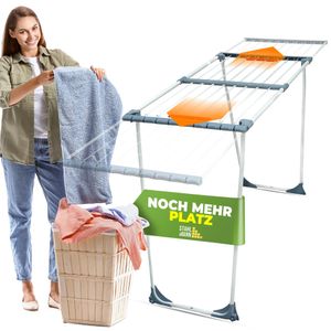 STAHLMANN ® klappbarer Wäscheständer mit 20 m Trockenfläche – extra Stabiler Wäscheständer ausziehbar - Flügelwäscheständer mit rutschfesten Füßen