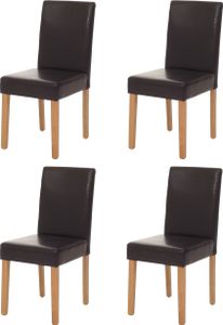 4er-Set Esszimmerstuhl Stuhl Küchenstuhl Littau  Leder, braun helle Beine