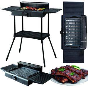 Elektryczny Grill Stojący Stołowy Ogrodowy 2000W Termostat Płyta Non-Stick