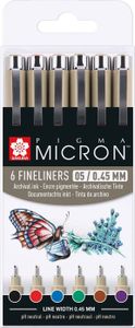 Sakura Pigma Micron Fineliner-Set farbsortiert 6 St.