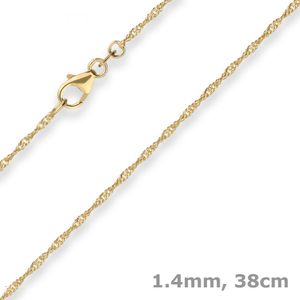 1,4mm Singapurkette Goldkette Collier Halskette aus 333 Gold Gelbgold 38cm