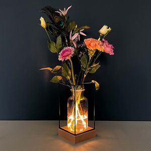Gadgy Beleuchte Vase Glas | Tischvase mit Blumenlampe | Vasen Deko | Deko Wohnzimmer modern| Skandinavisch/Industrial 22,5 x 10,8 x 10,8 cm