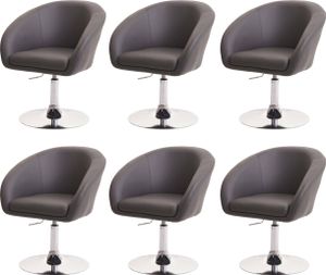6er-Set Esszimmerstuhl HWC-F19, Küchenstuhl Drehstuhl Loungesessel, drehbar höhenverstellbar  Kunstleder grau