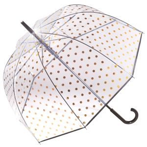 Regenschirm Transparent Durchsichtig Dome Kuppel Glocke Punkte Pierre Cardin Metallic Golden Dots