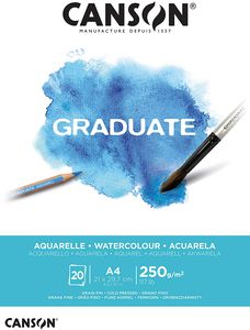 Podkładka do nauki CANSON GRADUATE AQUARELLE DIN A4 biała 20 kartek