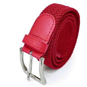 Glamexx24 Uni Elastischer Stoffgürtel Geflochtener Stretchgürtel Dehnbarer Gürtel für Damen und Herren-Farbe: Rot -Größe: 120