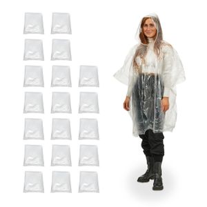 relaxdays Einweg Regenponcho 20er Set