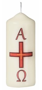 Osterkerze Kreuz mit A & O, 100 x Ø 40 mm (#7970)