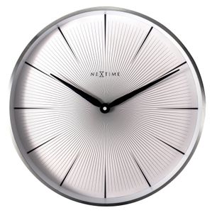 NeXtime Wanduhr 2 SECONDS Ø 40cm lautlos Alu Wohnzimmer Küche Büro Uhr weiß