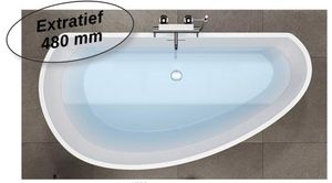 Badewanne Acryl freistehend Oval rechts zulaufend weiß 170 x 85 cm